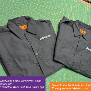 Amax Emboidered Work Shirts. RED KAP Industrial Short Sleeve Work Shirt in Color Navy